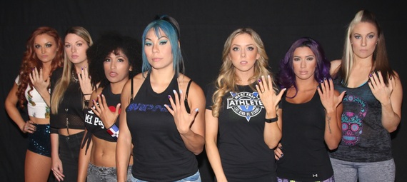 Jade and other TNA Knockouts show solidarity for Jade, and other survivors of domestic violence, by painting their left ring fingernails purple